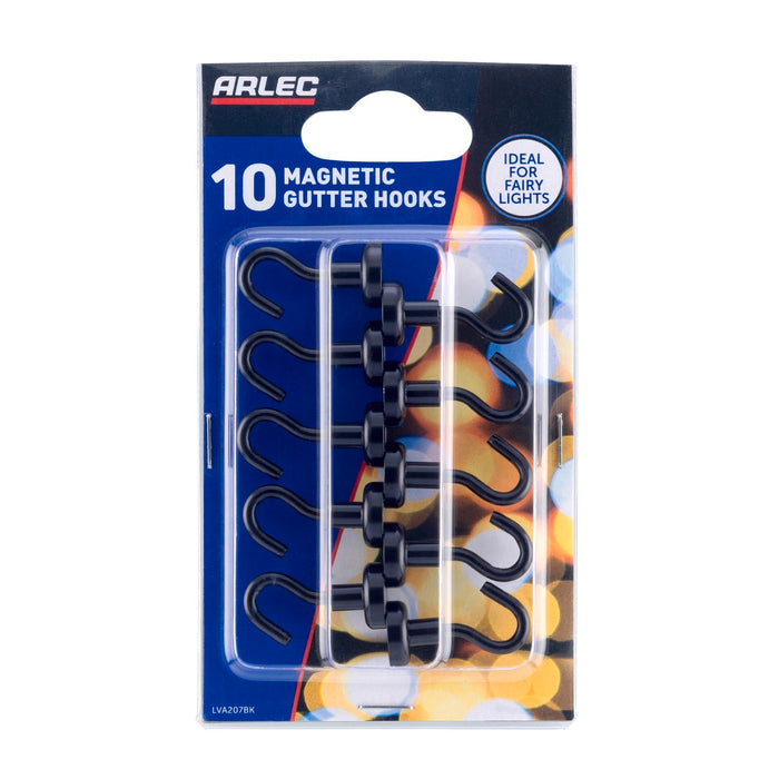 Arlec 16mm Black Magnetic Gutter Hooks - 10 pack