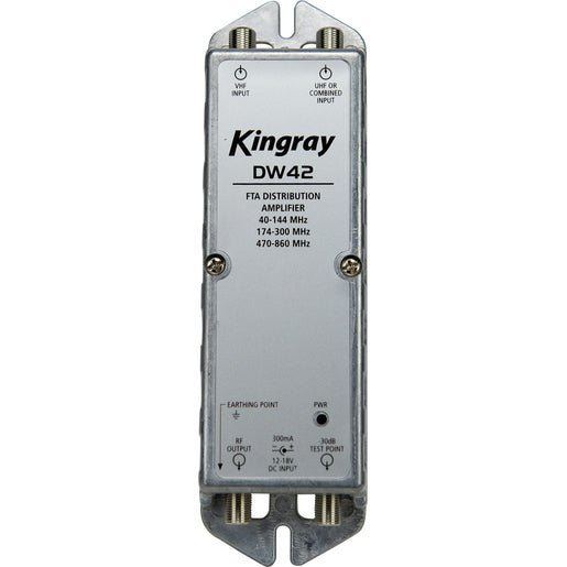 40dB Distribution Amplifier, Separate or Combined Input, 40-144MHz, 174-300MHz, 470-860MHz, local or remotely powered