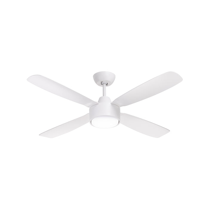 Arlec 120cm White Matte AER 4 Blade DC Ceiling Fan With LED Light