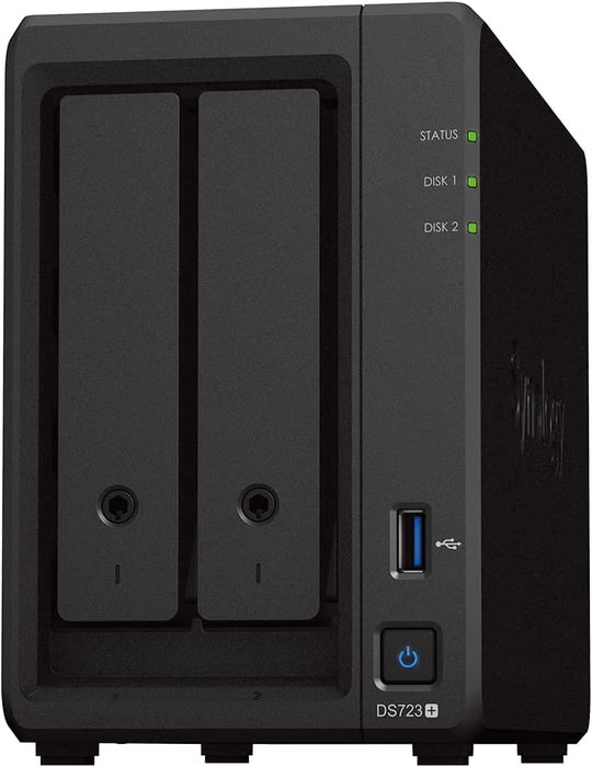 Synology DiskStationÂ® DS723+  2-bay; 2GB DDR4  -Up to 471/225 MB/s read/write -Up to 10GbE networking -2 x M.2 NVMe cache & storage pool