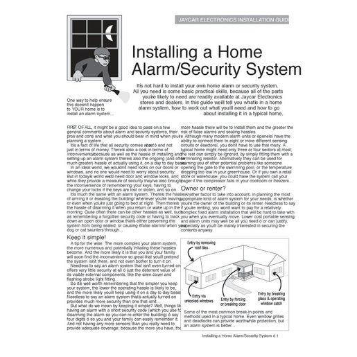 Installing a Home Security System Booklet