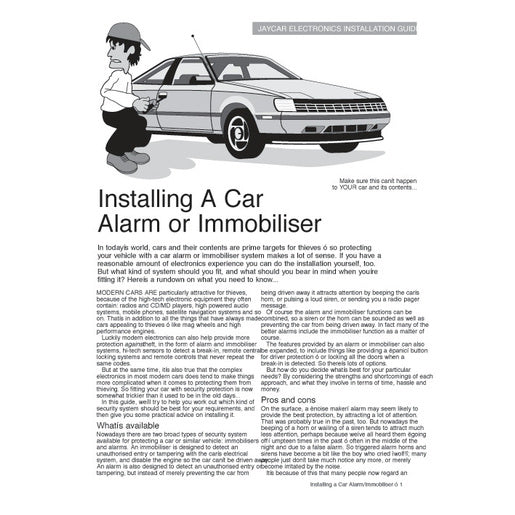 Installing a Car Alarm or Immobiliser Booklet