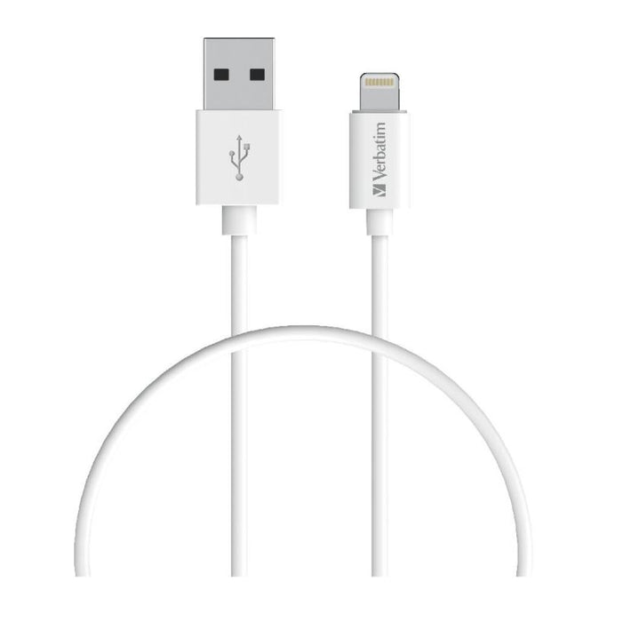 (LS) Verbatim Charge & Sync Lightning Cable 1m - White--Lightning to USB A (>66580)