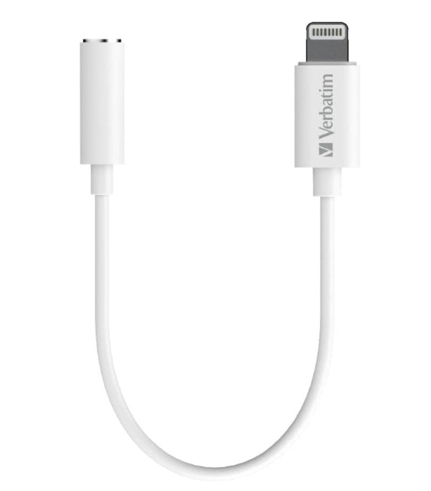 (LS) Verbatim Lightning to 3.5mm Headphone Jack 10cm - White