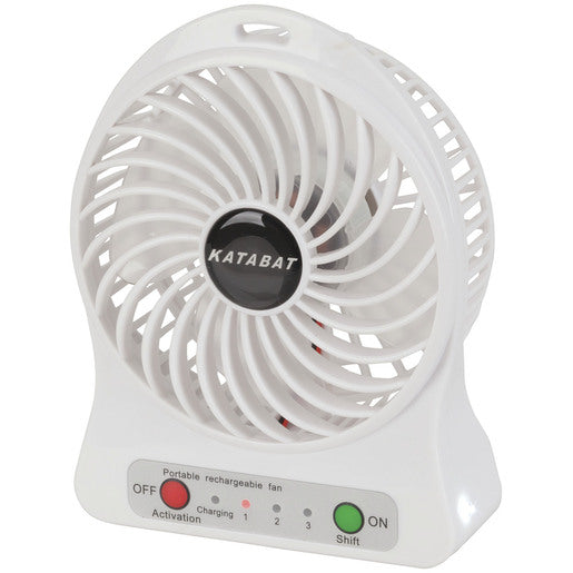 Mini USB Rechargeable 3 Speed Fan with LED Light - White