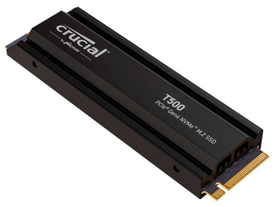 Crucial T500 1TB Gen4 NVMe SSD w Heatsink - 7300/6800 MB/s R/W 600TBW 1440K IOPs 1.5M hrs MTTF Acronis True Image Adobe Creative Cloud for PS5 ~MZ-V8P