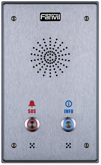 Fanvil I12D 2 Outdoor Audio Intercom, 2 SIP Lines, 2 Button, 2 SIP Lines, PoE, Full-duplex speakerphone, AIO: door access, intercom and paging service