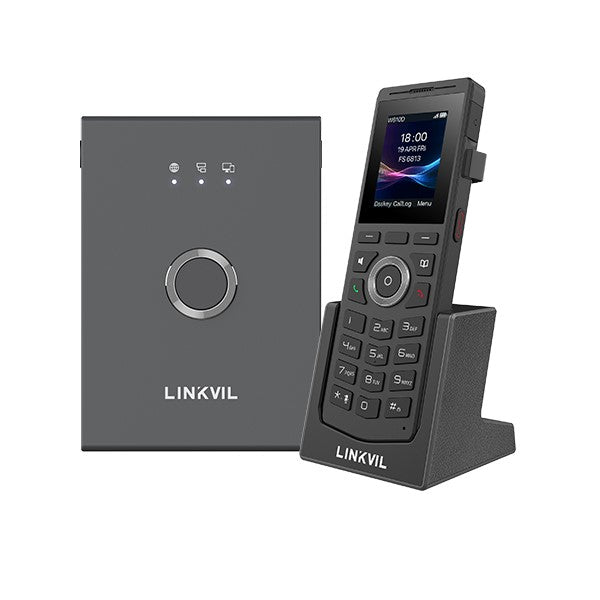 Fanvil Linkvil W710P DECT Phone System consisting of a base (W710D) and a handset (W610D), 2.0' 240Ã—320 color screen, HD voice