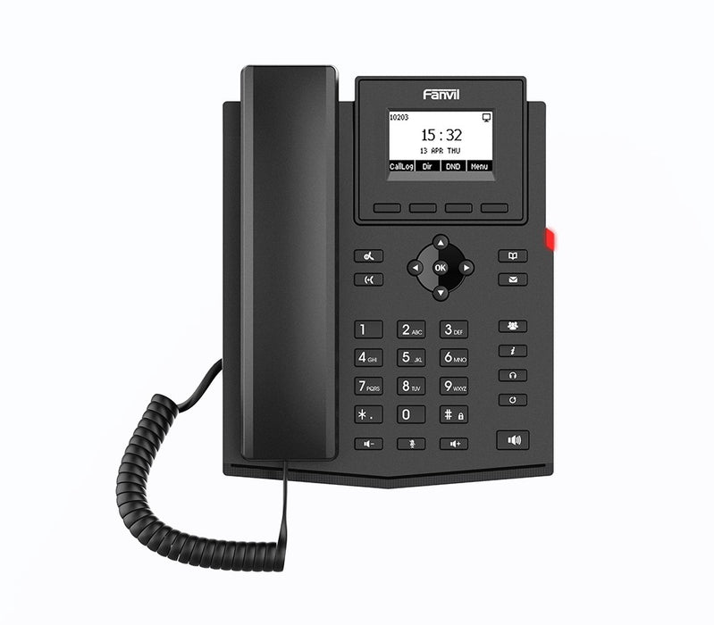 Fanvil X301P Entry Level IP Phone, 2.3' Dot-matrix screen, 10/100Mbps, PoE, Cost-Effective SIP Phone With Multi-Function, 6-Way Audio Conference, 2SIP