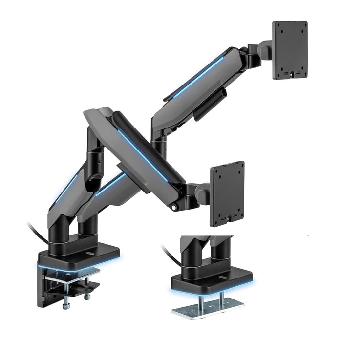 Brateck Heavy-Duty RGB Gaming Monitor Arm For Dual Monitors Fit Most 17'-35' Monitor Up to 20kg per screen VESA 100x100,75x75(LS)