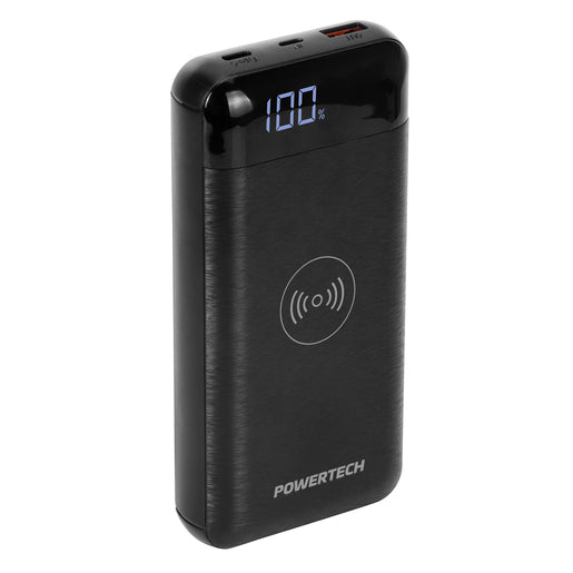 Powertech 20,000mAh Power Bank with 2 x USB and Wireless Charger in Black