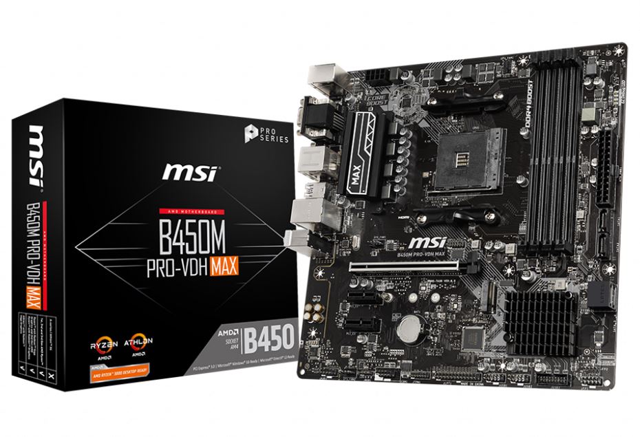 MSI B450M PRO-VDH Max AMD M-ATX Motherboard - AM4 Ryzen 4xDDR4 3xPCIE M.2 6xUSB3.2 8xUSB2.0 DVI VGA HDMI ~B450M PRO VDH PLUS