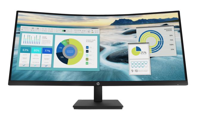 HP P34hc G4 34' WQHD 4K CURVED 21:9 3440x1440 Height Adjust Tilt USB-C (65W PD) DP HDMI Speakers USB 3yrs wty