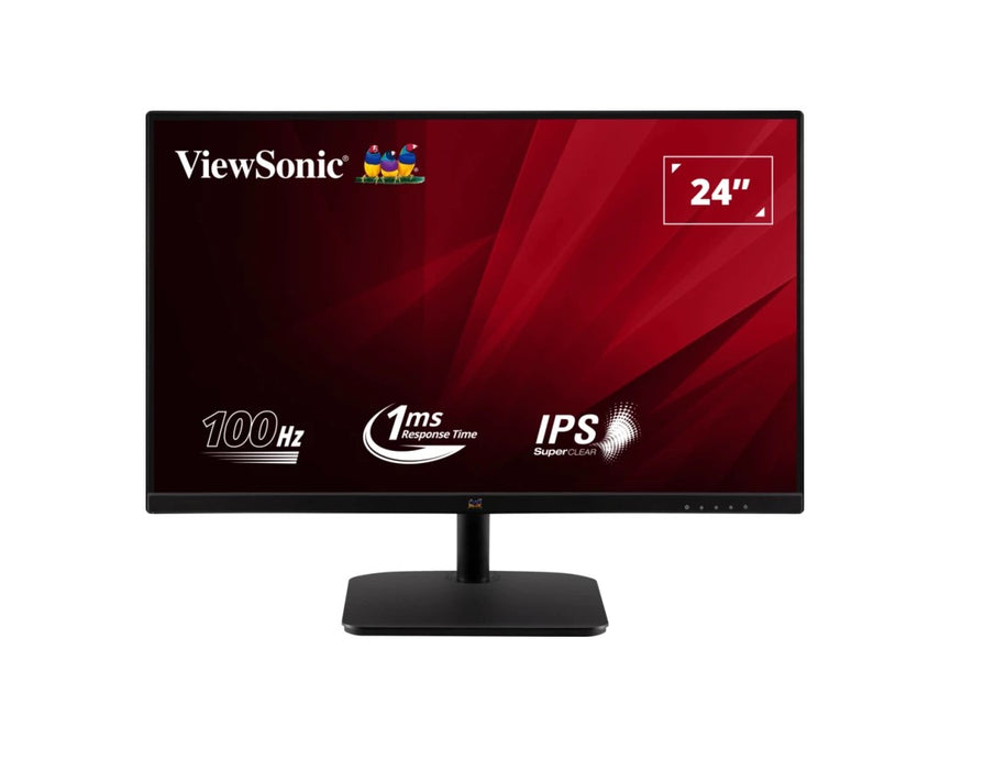 ViewSonic 24' SuperClear IPS, 1ms 100hz, FHD 1920x1080, HDMI, VGA, 3.5 Audio, Multi-View, Eye Care. VESA 75m, Office Ultra Thin Bezel Monitor - Retail