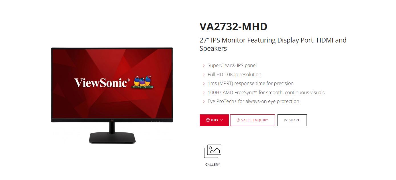 ViewSonic 27' Office Business, Super Clear IPS, 4ms 100hz, Ultra Slim Bezel, FHD, DP, HDMI, Adaptive Sync, Dual Speakers. VESA 100. 3Yrs AR. Monitor