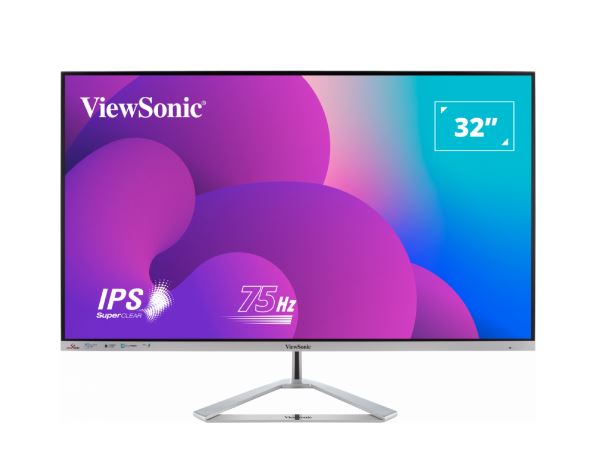 ViewSonic 32' Office Professional Stylis Elegant & Ultra Thin bezel, SuperClear IPS  4ms, FHD,  HDMI, DP, VGA, Speakers, Low Energy 26w, V100, Monitor