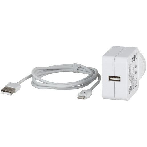 2.4A Wall Charger with Lightning Cable to suit iPhone, iPad, iPod