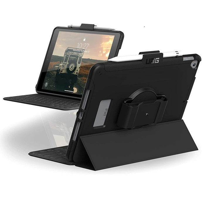 UAG Scout Apple iPad (10.2') (9th/8th/7th Gen) Handstrap Rugged Case - Black (12191H114040), DROP+ Military Standard, 1 Year Warranty