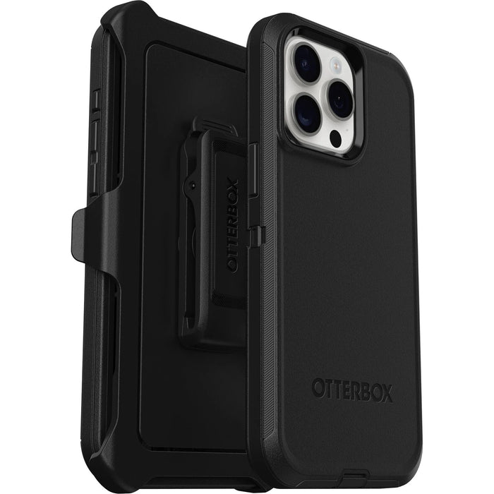 OtterBox Defender Apple iPhone 15 Pro Max (6.7') Case Black - (77-92549), DROP+ 4X Military Standard, Multi-Layer,Included Holster