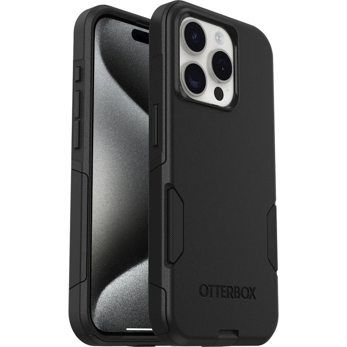 OtterBox Commuter Apple iPhone 15 Pro (6.1') Case Black - (77-92561), Antimicrobial, DROP+ 3X Military Standard, Dual-Layer, Raised Edges, Port Covers