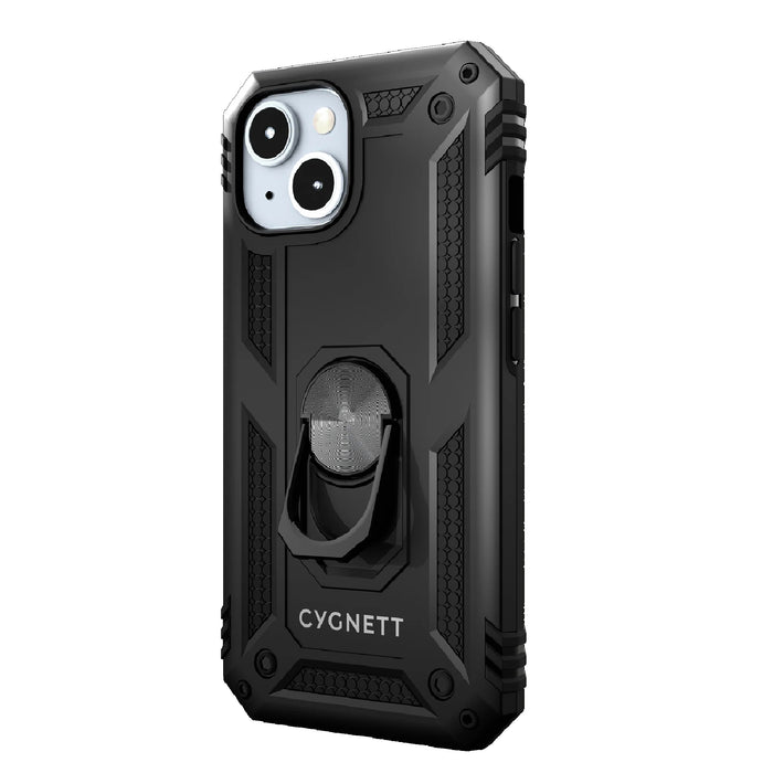 Cygnett Apple iPhone 15 Plus (6.7') Rugged Case - Black (CY4633CPSPC), Integrated kickstand, Secure and magnetic disk mount, 6ft drop protection