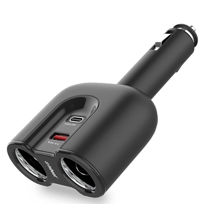 (LS) mbeatÂ® Gorilla Power Dual Port USB-C PD & QC3.0 Car Charger with Cigar Lighter Splitter