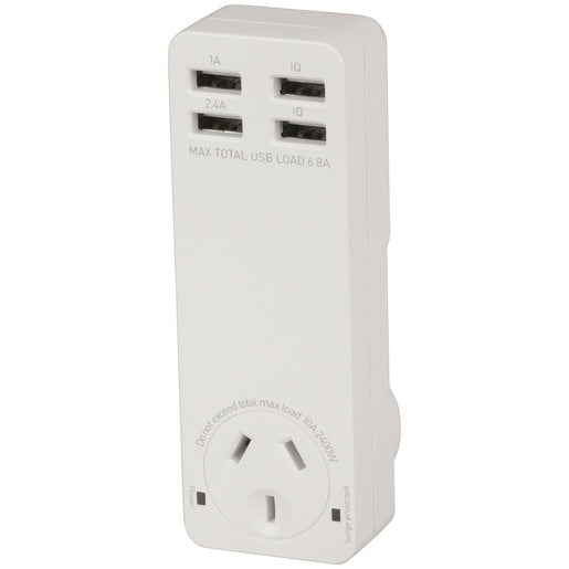 Quad USB Charger with Mains Socket