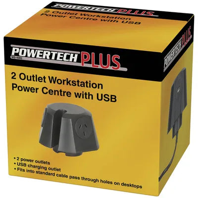 2 Outlet Workstation Centre with USB 1A Socket