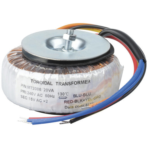 15V-0-15V 20VA Toroidal Transformer - Low Profile