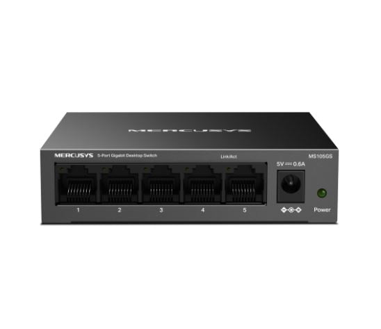 Mercusys MS105GS 5-Port Gigabit Desktop Switch, 5Ã—10/100/1000 MbpsRJ45 port Supporting Auto-MDI/MDIX