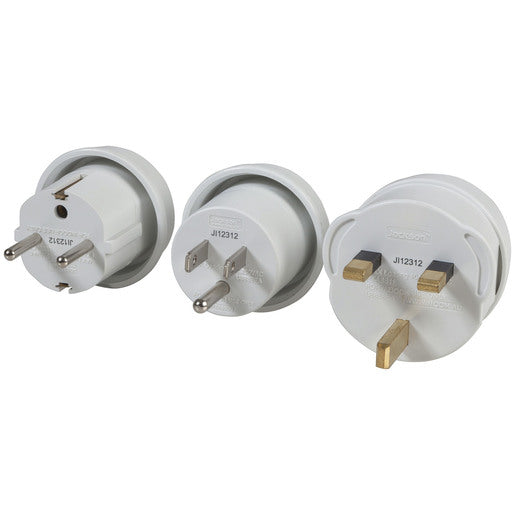 International Mains Travel Adaptor 3 Pack