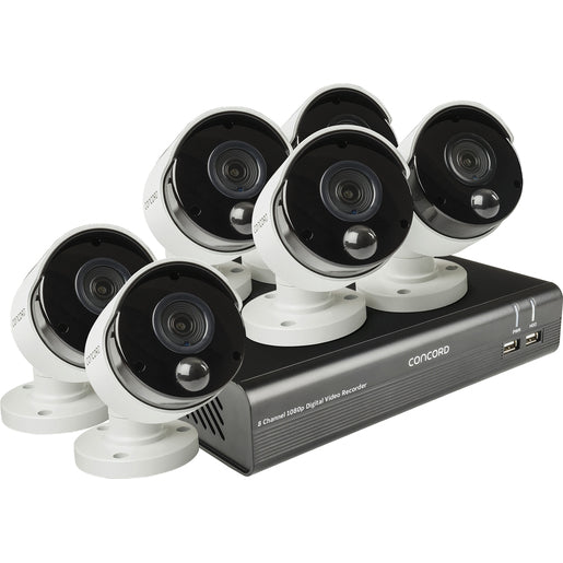 Concord 8 Channel 1080p AHD DVR Package - 6x1080p PIR Bullet Cameras v2