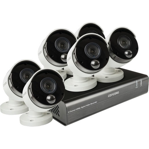 Concord 8 Channel 1080p AHD DVR Package - 6x1080p PIR Bullet Cameras v3