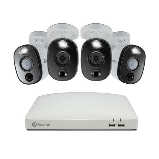 Swann 4CH 4K DVR Kit with 4 x 4K PIR Bullet Cameras with LED