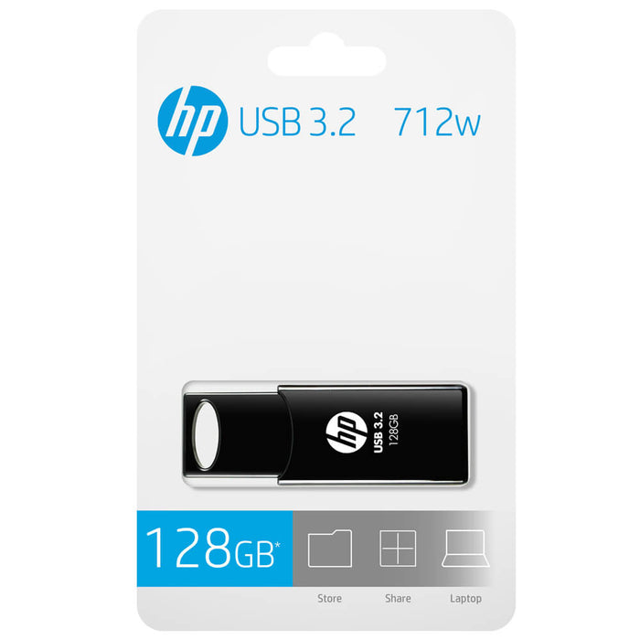 (LS) HP 712W 128GB USB3.2  70MB/s Flash Drive Memory Stick Slide 0Â°C to 60Â°C  4.5~5.5 VDC Push-Pull Design External Storage for Windows 10 11 Mac