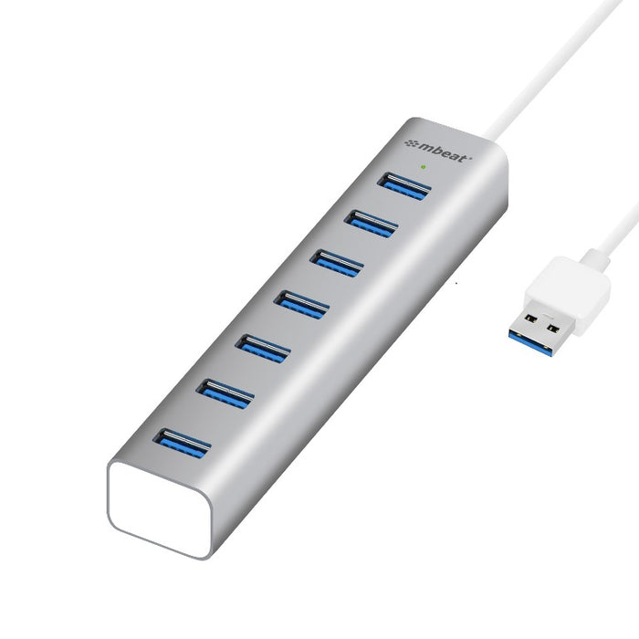 mbeatÂ® 7-Port USB 3.0 Powered Hub - USB 2.0/1.1/Aluminium Slim Design Hub with Fast Data Speeds (5Gbps) Power Delivery for PC and MAC devices