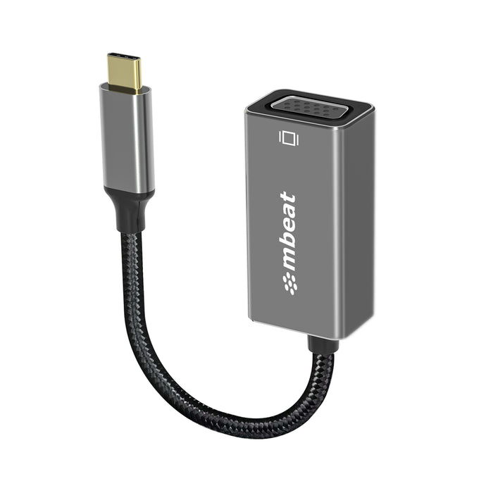 mbeat Elite USB-C to VGA Adapter - Coverts USB-C to VGA Female Port,  Supports up to1920Ã—1080@60Hz - Space Grey