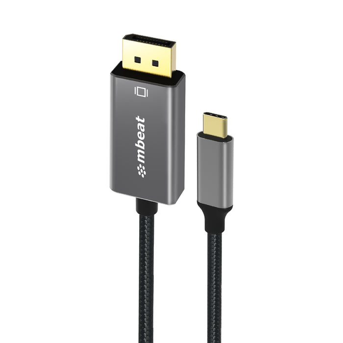 mbeat Tough Link 1.8m 4K USB-C to Display Port Cable - Converts USB-C to DisplayPort,4K@60Hz (3840Ã—2160), Gold Plated, Aluminium, Nylon Braided Cable