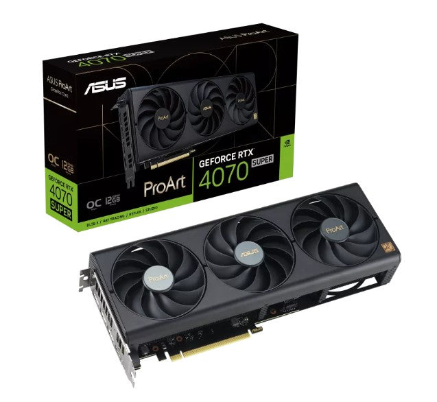 ASUS nVidia GeForce PROART-RTX4070S-O12G RTX4070 SUPER OC Edition 12GB GDDR6X, 2535MHz Boost Clock, RAM 21Gbps, 3xDP, 1xHDMI, 300x120x50 mm