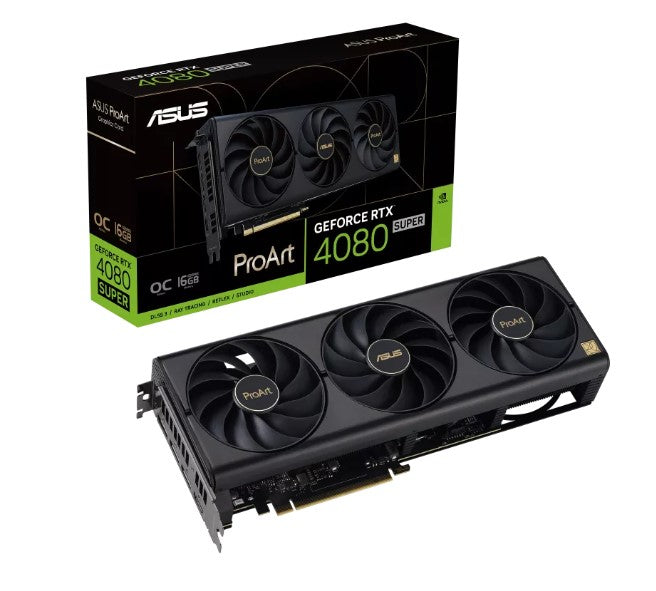 ASUS nVidia GeForce PROART-RTX4080S-O16G RTX4080 SUPER OC Edition 16GB GDDR6X 2610 MHz Boost Clock, RAM 23 Gbps, 3xDP, 1xHDMI