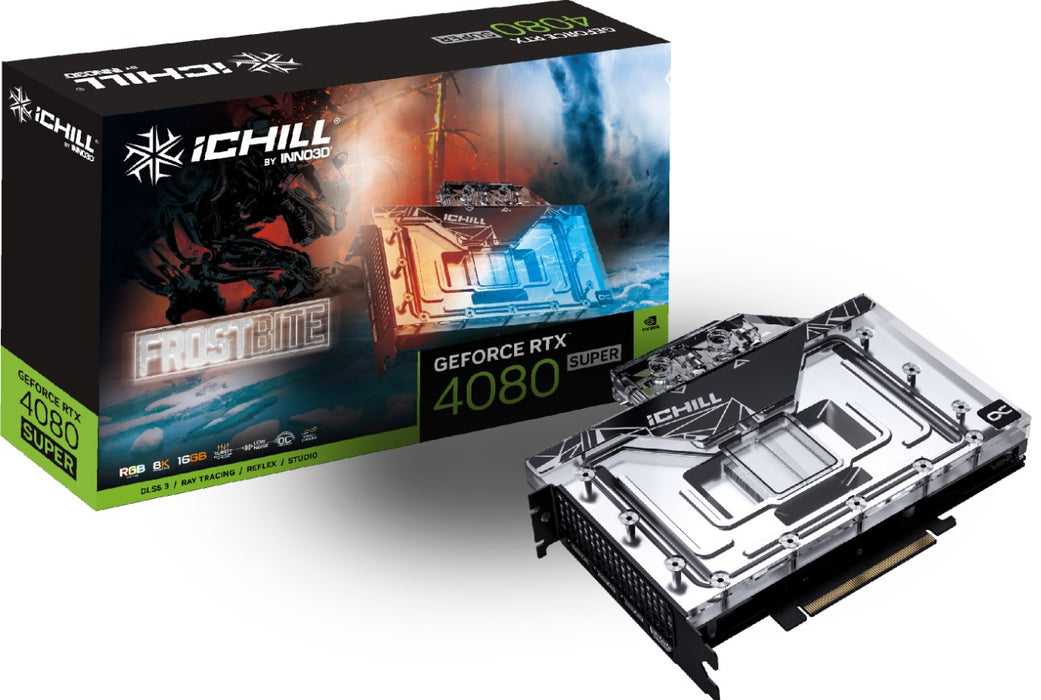 INNO3D nVidia GeForce RTX 4080 Super IChill Frostbite 16GB GDDR6X, 2610MHz Boost Clock, RAM 23Gbps, 3xDP, 1xHDMI, 200x159x37mm