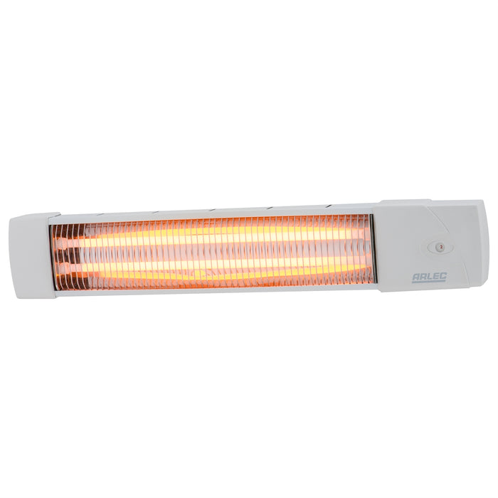 Arlec 1200W White 2 Bar Radiant Strip Heater With Pull Cord