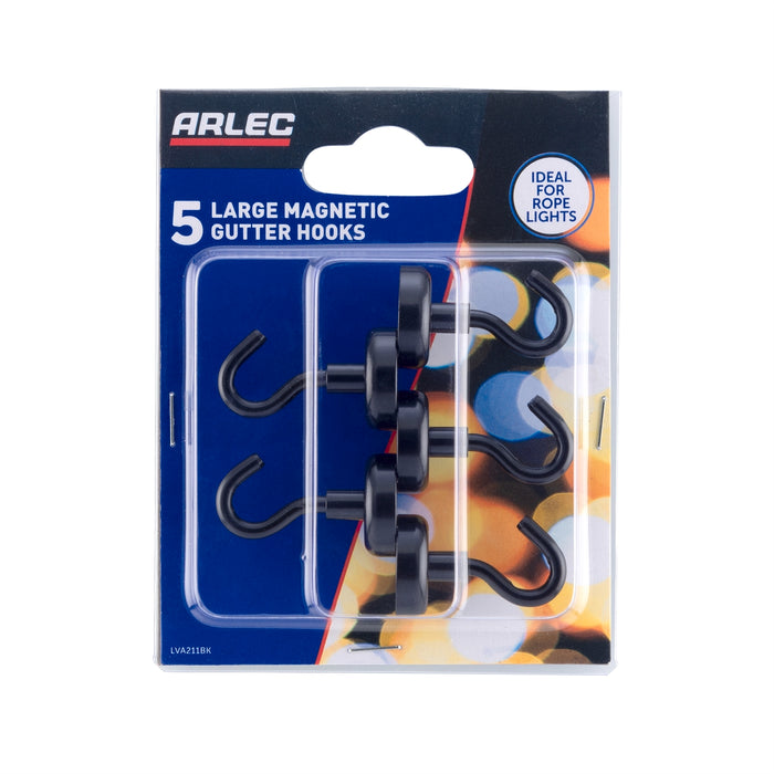 Arlec 25mm Black Magnetic Gutter Hooks - 5 Pack